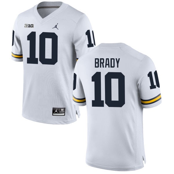 Men's NCAA Michigan Wolverines Tom Brady #10 White Brand Jordan Authentic Stitched Football College Jersey PR25M86AD